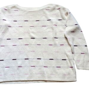 XL 100% Cotton Mauve Purple Cream Boat Neck Sweater Beach